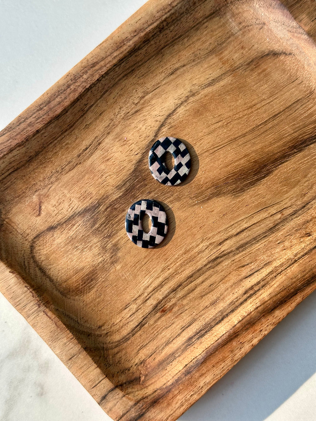 Checkered Oval Charm