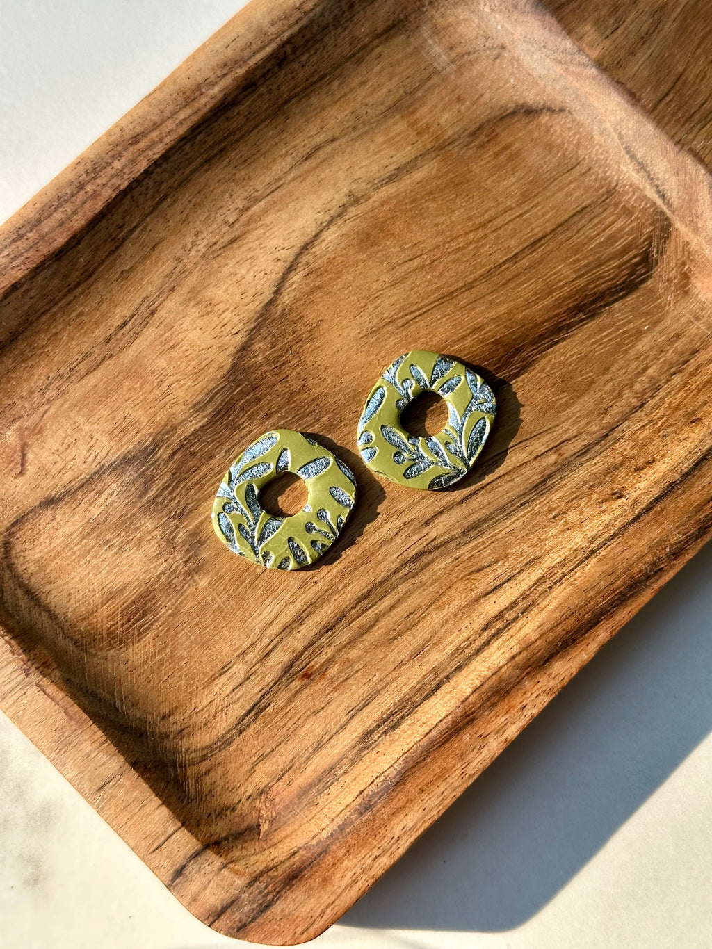 Olive + Silver Embossed Charm